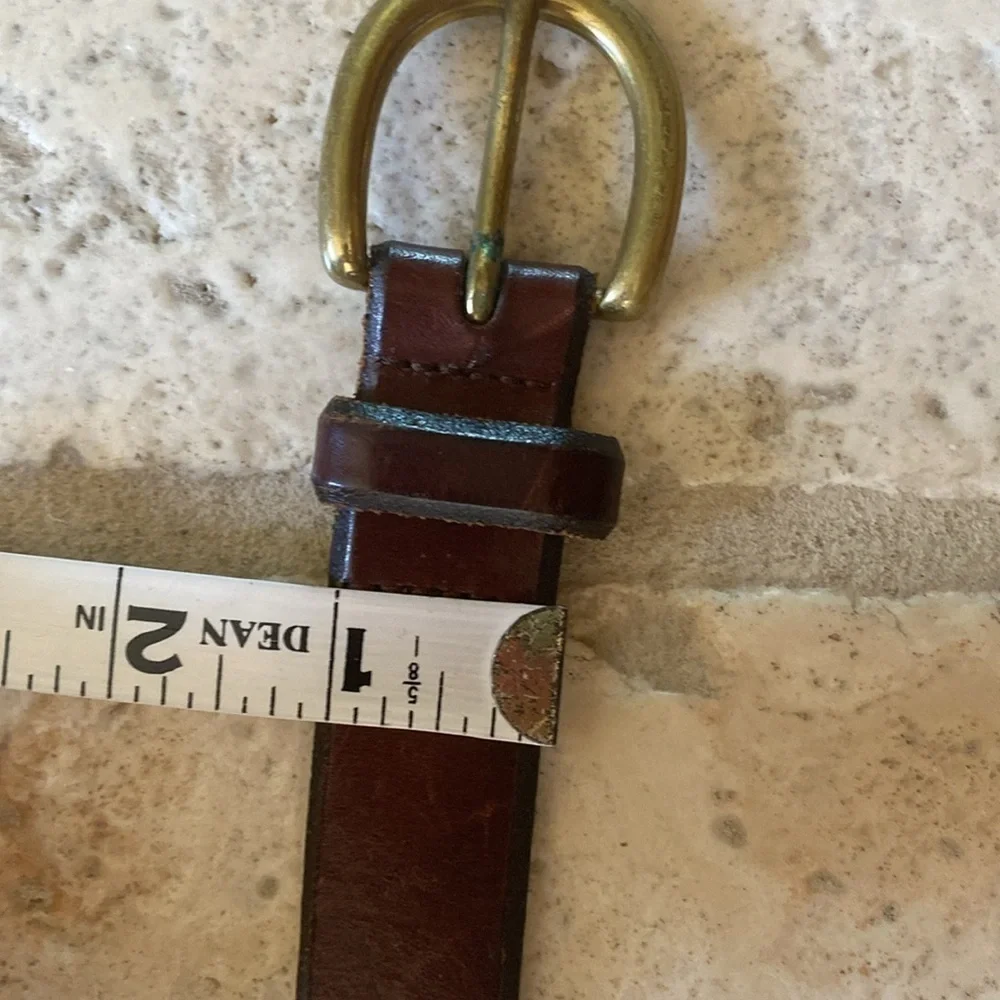 Fossil Brown leather Belt Mens M Solid Brass Buckle Simple minimalist Western